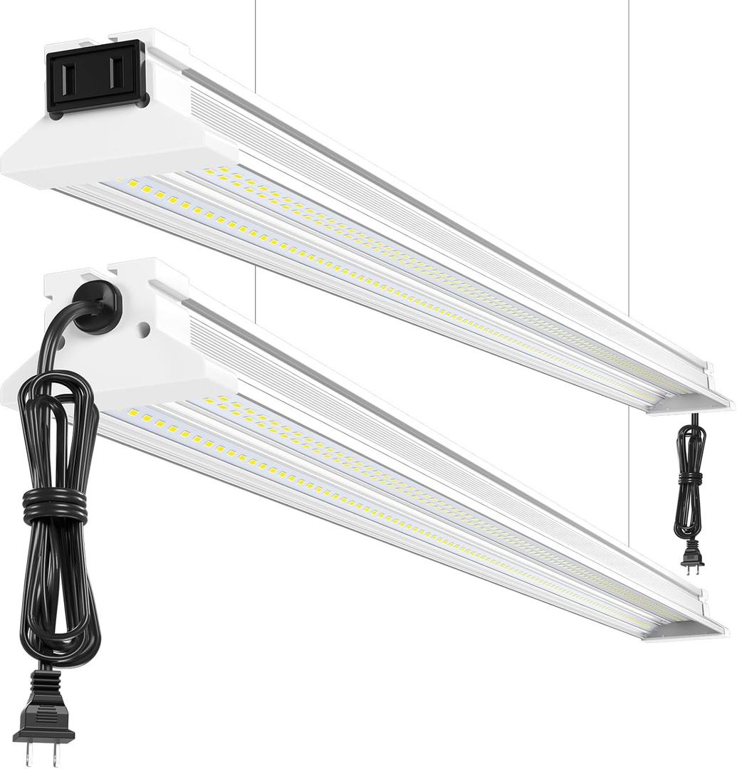 ELEKICO Super Bright 60W Led Shop Lights 4FT 2-Pack| Ceiling Or Hanging Mount| 5000K 9000lm Linkable 4' Led Ceiling Garage Lighting Light Fixtures for Garage Shop Workshop Barn Lighting