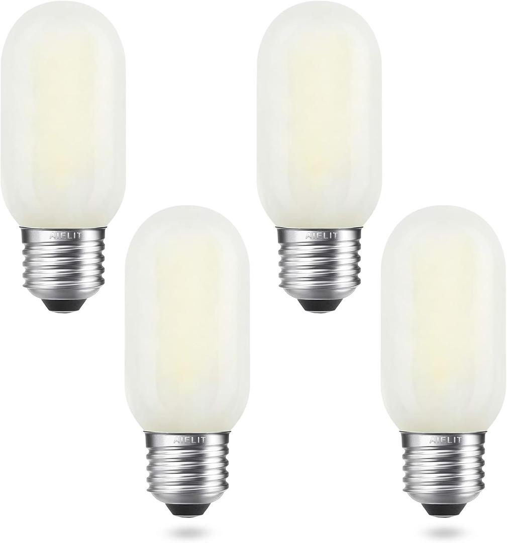 Dimmable Frosted E26 LED Bulb, 5000K Daylight White, 400LM, 4W T45/T14 LED Light Bulbs 40 Watt Equivalent, Decorative Filament Bulb for Bathroom Vanity Lamp Kitchen Pendant Mason Jars, 4 Pcs