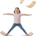 Wooden Wobble Balance Board - 37'' Natural Wobble Board, Montessori Open-Ended Toy, Waldorf Learning & Core Strength Exercise