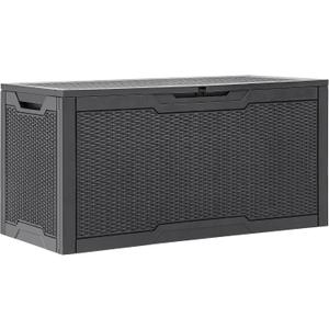 YITAHOME 100 Gallon Resin Deck Box, Weather Resistant Outdoor Storage Box, Lockable Indoor Outdoor Storage for Supplies and Essentials, Dark Gray