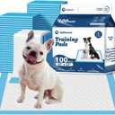 Basics LeakProof Dog and Puppy Potty Training Pee Pads with QuickDry 5Layer Super Absorbent Design, Regular Size 22 x 22 inch, Blue & White, 100 Count