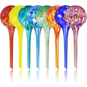 Plant Watering Globes Set of 8 - Large Self Watering Globes for Indoor & Outdoor Plants - Multicolored, Automatic, Glass Watering Bulbs for Daily Use, Plant Watering Devices