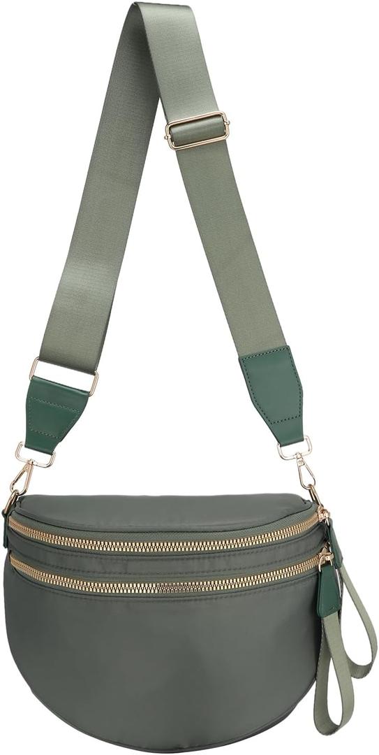Crossbody Bags Bum Bag for Women Sling Bag Purse with Adjustable Strap (Bean Green)