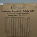 Cumbor 29.243" Baby Gate for Stairs, Wall-Mounted (Drill Required), Expandable No Bottom Bar Dog Gate, Auto Close Extra Wide Walk Thru, Pet & Toddler Proof Gate, Top & Bottom of Stairways (White)