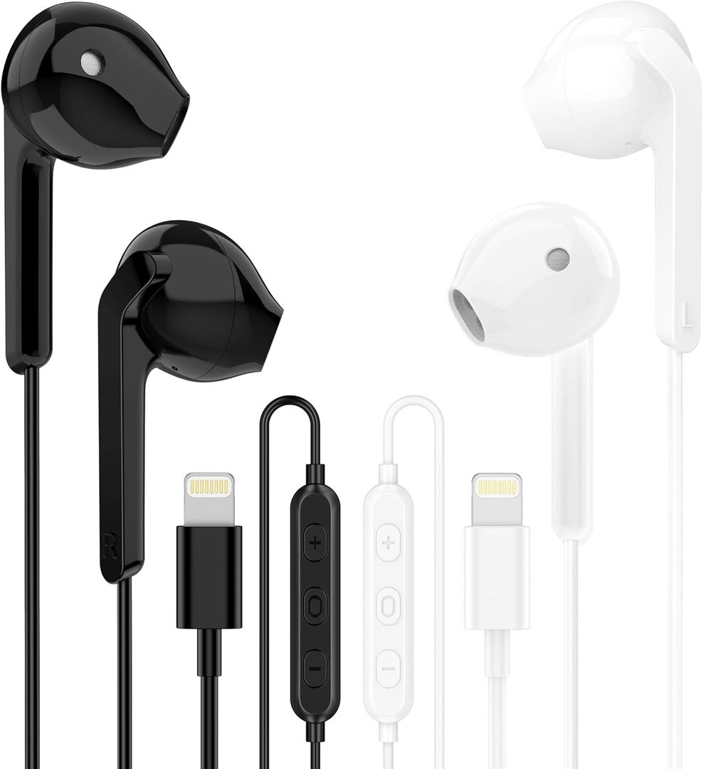 AI Translation Wired Earbuds Real Time - 164 Languages Translator Lightning Headphones & Earphones, Audifonos Traductores Ingls Espaol Ear Buds Compatible with iPhone 14 13 12 11 Pro Max Plus-2Pack