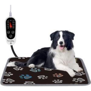 furrybaby Pet Heating Pad, Waterproof Dog Heating Pad Mat for Cat with Durable Anti-Bite Tube Indoor for Puppies Dogs Cats (1 Pack Black, 34 X 24in, Temp Adjustable)