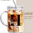 Personalized Extra Large Glass Drinking Cup With Lid Straw Mother's Day Gifts Coffee Cup Regalos Para Mujer Teen Girl Gift Trendy Stuff Iced Glass Tumbler Must Haves For Women Apartment Essentials