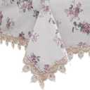 Walrus Heavy Duty Vinyl Tablecloth Elegant Floral Lace-Trimmed Tablecloth Vintage Flower Pattern, Waterproof Oil-Proof Plastic Table Cloth Stain-Resistant Wipeable(Purple Floral, 60X60 Inch)