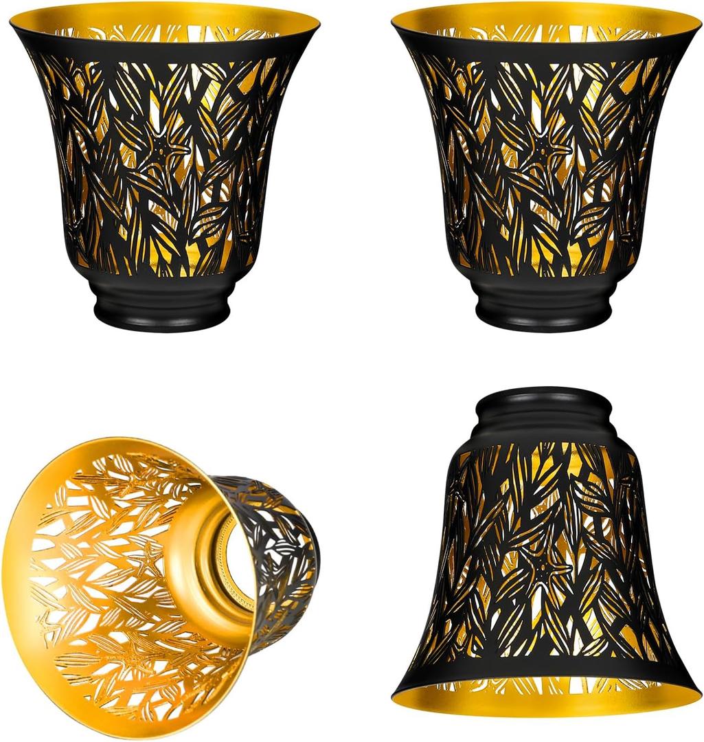 4 Pack Ceiling Fan Light Covers, Metal Pendant Light Shade, Mini Hanging Lamp Shade, Lamp Cover, 4.72" H x 4.75" D, Small Lamp Shades with 1-5/ 8" Fitte for Chandelier Wall Sconces Lamp Shade