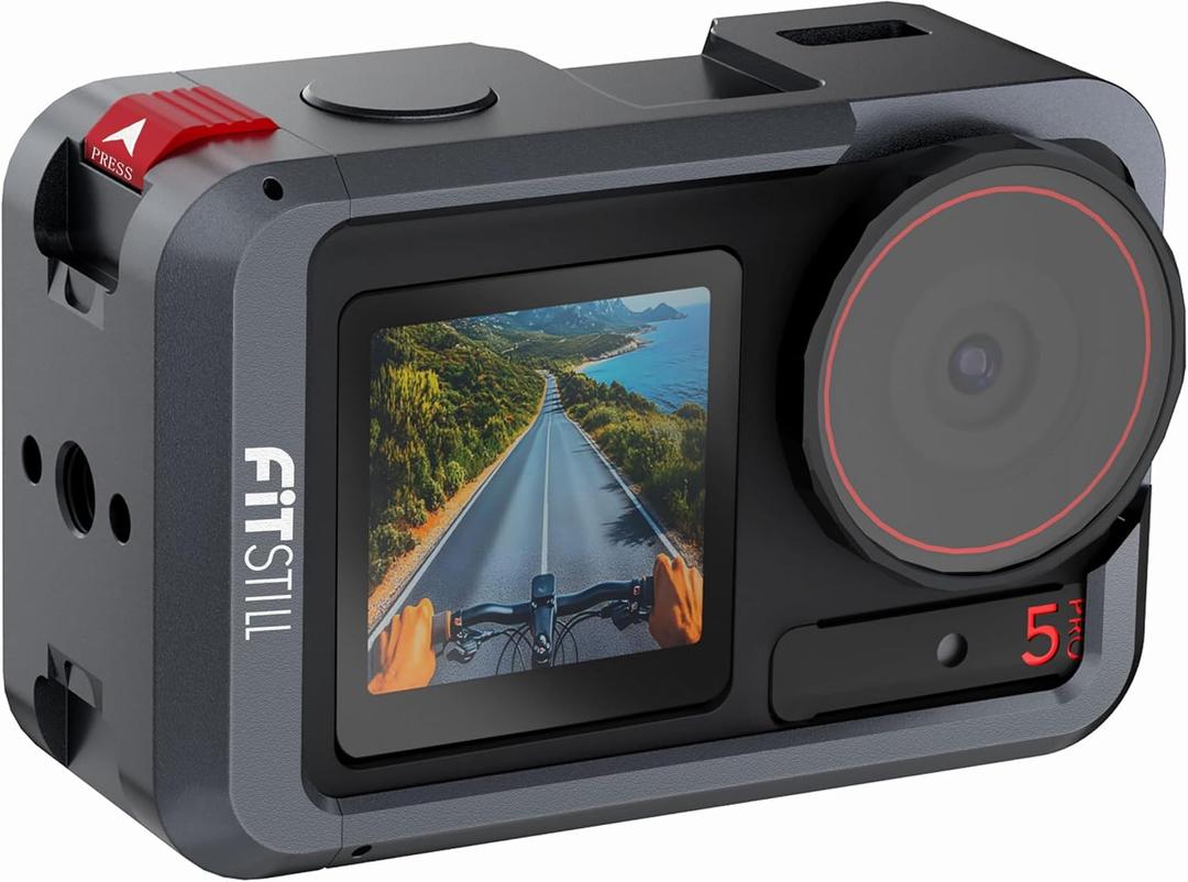 FiTSTILL Metal Protective Case for DJI Osmo Action 5 Pro/Action 4/Action 3,Protective Anti-Scratch Hard Shell Case Housing with Lens Cover,1/4" Thread & Cold Shoe for Video Light Microphone
