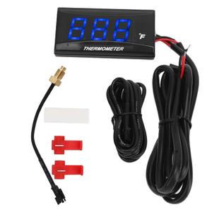 Motorcycle Water Temperature Gauge DC12V Digital Thermometer with LCD Display, ABS Housing, 32-248F Temperature Range, Alert for Overheating, Includes Sensor Adapter Cable Tee (Blue)