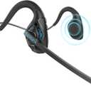 BANIGIPA Bluetooth Headset with Boom Microphone, Open Ear Headphones w/Noise Canceling Mic, Wireless Headset for Phone Laptop PC Computer, Light and Comfortable for Office Meeting Home Working-10 Hrs (A-G2 Cyan)