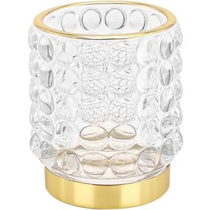DASITON Makeup Brush Holder Organizer, Crystal Cosmetic Make Up Brush Holder, Glass Makeup Brushes Storage Organizer, Vintage Make Up Cup Desk Pen Pencil Holder, Toothbrush Holders (Clear S)