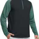 Rouen Quarter Zip Pullover Men Lightweight Performance Collarless Raglan Micro Fleece Midlayer Golf Sport Sweatshirts for Men (3X-Large, Black)