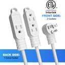 3 Prong Power Extension Cord with Multiple Outlets 35 FT, 16/3 Gauge Multi 3 Outlet Wire, 90 Degree Angled Male Plug, 16 AWG Grounded Wire (13A 125V 1625W), ETL Listed, White Cable with 25 Cable Ties
