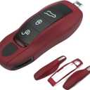 Bordeaux Red Key Fob Cover Compatible with Porsche Key Shell Key Fob Shell Replacement Compatible with Porsche Cayenne Panamera 911 718 Macan Boxster Cayman Old Style
