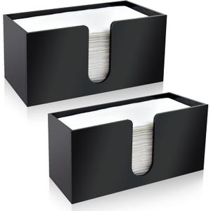 2Pack Paper Towel Holder Countertop, Black Acrylic Napkin Dispenser, Multifold Paper Towel Dispenser for Z-fold C-fold MultiFold Trifold-Bathroom Toilet Kitchen Restaurant