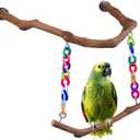Bird Swing Toys, Standing Bird Perch with Natural Grape Wood, U Shape Hangable Birdcage Accessories, Birds Chewing Toy for Budgerigars, Parakeets, Cockatiels, Conures, Lovebirds, Finches (1Pack)