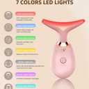 7 Color Face and Neck Massager Light Therapy, Red Light Based Facial Massager for Skin Care, Firming, Smoothing (Rose Golden)
