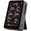 Professional Indoor Air Quality Monitor with AQI Alerts, Portable Real-Time Detector for Home, Car, Plants & Pet (Deep Black)
