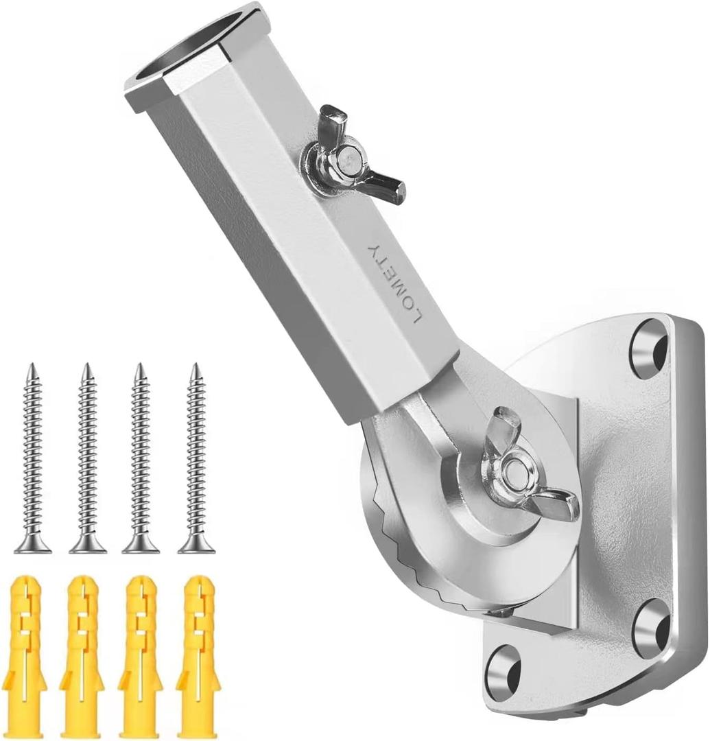 Stainless Steel Flag Pole Holder Heavy Duty Multi-Position Flag Pole Bracket Multi-Angle Adjustment wall mounting Bracket for 1 inch Flag Pole(Silver)