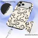 for iPhone 17 Pro Case, Aesthetic Black Bow Hybrid 2 Layer Hard Shell Silicone Protective Pattern Design Case
