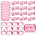 36 Pcs Spa Headband for Women, Makeup Cosmetic Headband for Women 12 Spa Headbands Plush Sleep Eye Mask 12 Clear Cosmetic Bags Sleepover Party Supplies for Girls Christmas Spas Party Favors