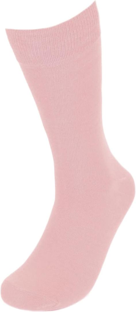 Feraricci Solid Color Casual Dress Socks for Men - Colorful & Comfortable Crew Socks (Pink, L)