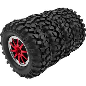 10-Spoke OD96mm Rubber Tires & Plastic Wheels Rim 12mm Hex Hub 1.9" RC Tires Compatible with Axial SCX10 Tamiya CC01 D90 TF2 HSP 1/10 Off-Road Crawler Car