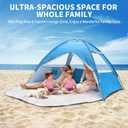 COVACURE 2026 New Upgraded Beach Tent Sun Shelter for 3-4 Person - UPF 50+ UV Protection Beach Shade, Waterproof & Lightweight, Easy Setup Portable Sun Canopy for Camping, Fishing, Beach(Blue)