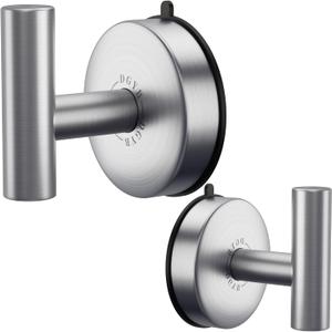 DGYB Large Suction Cup Hooks 2-Pack Brush Shower Hooks for Inside Shower Window Glass Door Wall 304 Stainless Steel Towel Hooks for Bathrooms Hanging Robe Looafh Wreath Hook