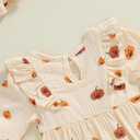 Halloween Baby Girl Outfit Infant Fall Clothes Long Sleeve Bubble Romper Pumpkin Bodysuit Jumpsuit with Headband (Newborn)