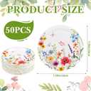 50pcs Wildflower Paper Plates, 7 Inch Disposable Wild Floral Party Plates for Spring Birthday Wedding Bridal Baby Shower Tea Party Decoration Supply