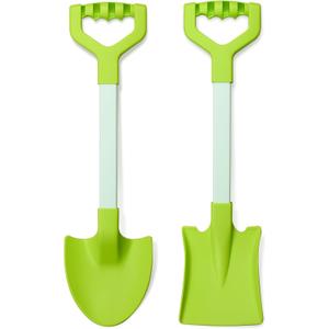 20 Long Sand Beach Shovels for Kids Heavy Duty Plastic Summer Sand Scoops Spades Toy Sandbox Garden Snow Digging Play Gift Set Party Bundle 2 Pack Green