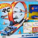 Hot Wheels Toy Car RC Set with 1:64 Scale Remote-Control Vehicle & 30+ Pieces of Race Track to Create Multiple Configurations