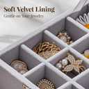 48 Grid Earring Organizer and Storage: Velvet Jewelry Tray with Lid, Jewelry Box for Studs, Earrings, Rings, Necklaces, Dresser & Vanity, Earrings Case Organizer for Girls, Women, 13"x8.6"x2.4", Grey