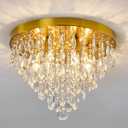 YYJLX Modern Crustal Ceiling Light Fixture Large Flush Mount Ceiling Light 6 Light Ceiling Chandelier for Bedroom Foyer Living Room Dining Room Kitchen., 15.74"