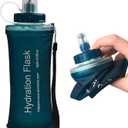 Soft Flask 500ML, TPU Collapsible Soft Water Bottle for Hydration Pack, Running Vest, Folding Water Bottle for Hiking, Cycling Hydration Flask - Slate Blue