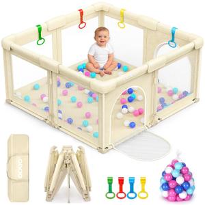 OCATO Baby Foldable Playpen: Playpen for Babies and Toddlers Baby Play Pen Gate Portable Playpen Fence Indoor Outdoor Kids Safety Area Travel Play Yard Babies Essentials Pack n Plays (50" 50")