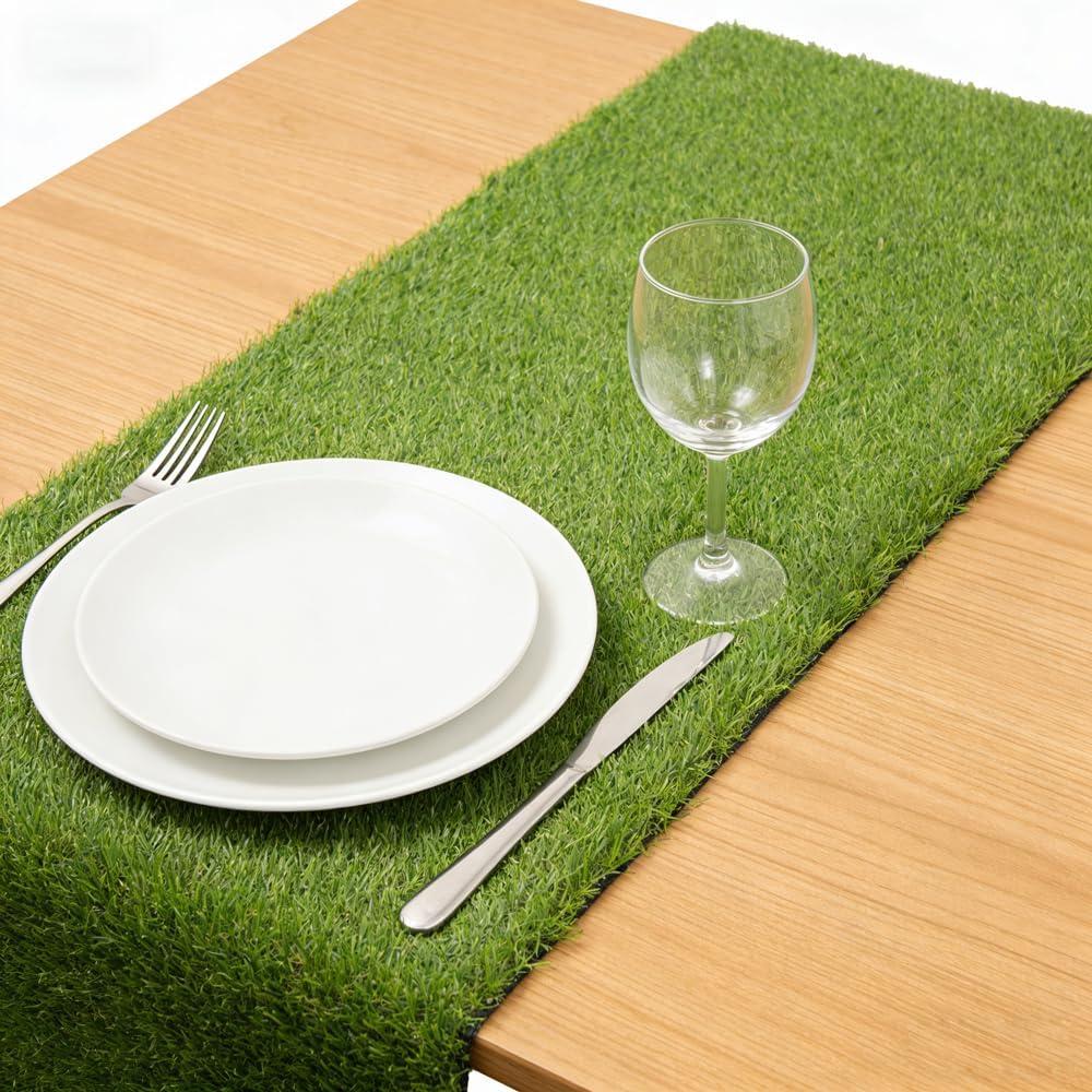 Artificial Grass Table Runners Debris-Free Fake Grass Shed-Free ,Turf Table Runner for Wedding Party, Golf Themed Party,Birthday, Banquet, Baby Shower, Home Decor,12*120 Inches