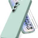 Vansdon for Samsung Galaxy S25 FE Case, Soft TPU Liquid Silicone Phone Case with 2 Screen Protectors, Military-Grade Protection Shockproof Slim Phone Cover-Mint Green