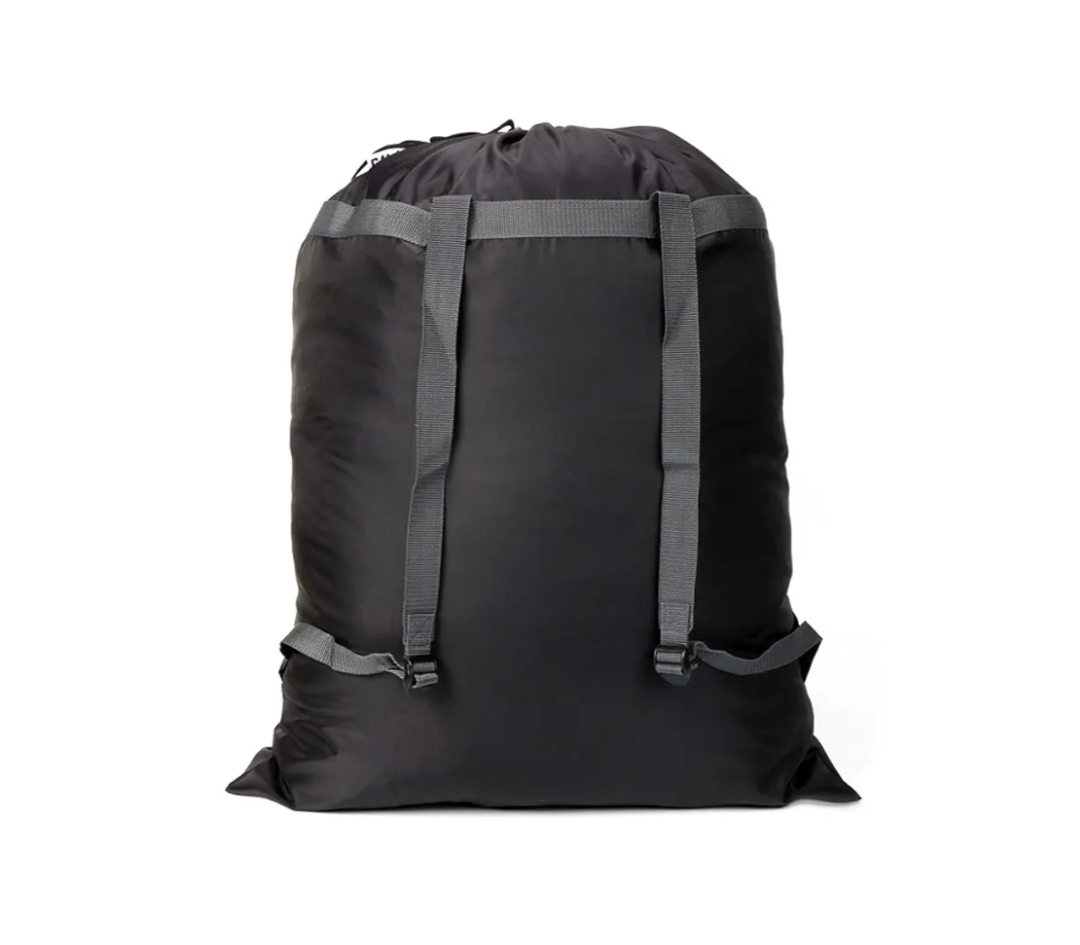 Laundry Bag Backpack, 27” x 34”Sturdy Laundry Bag with Shoulder Straps Drawstring Closure Heavy Duty Foldable Laundry Backpack for College, Travel, Laundromat, Apartment (black)