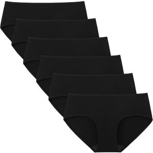 INNERSY Womens Underwear Cotton Hipster Panties Regular & Plus Size 6-Pack (Medium, Black)