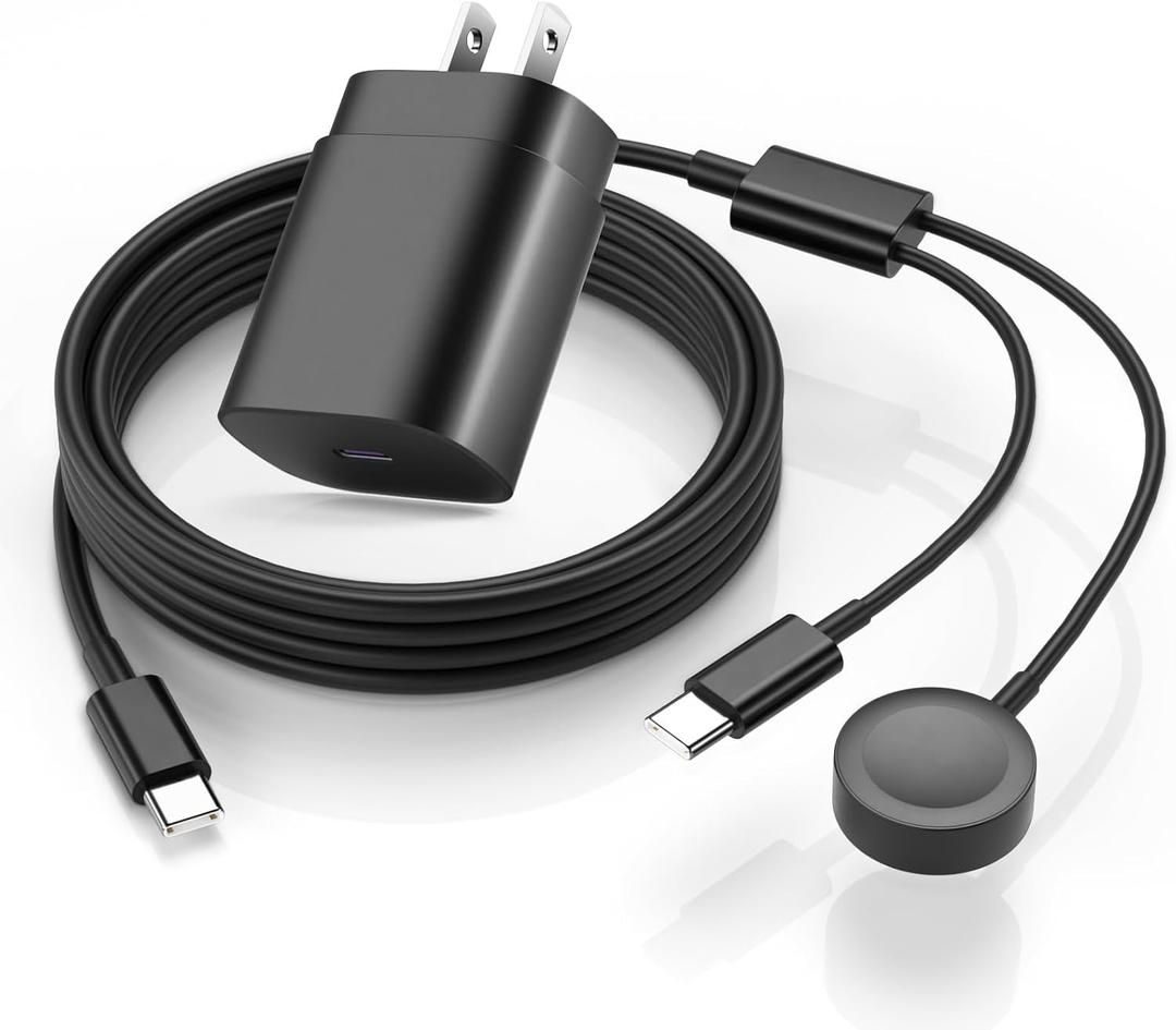 2 in 1 Samsung Watch Charger, 25W USB C Galaxy Phone Charger with 6ft Magnetic Cable Compatible with Galaxy Watch 8/7/Ultra/6/6 Classic/5/5Pro/4/4 Classic/3/Active2/1/S24/S23/S22/21/20