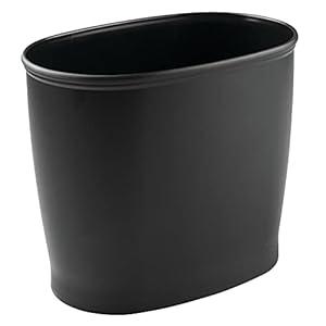 iDesign Slim Plastic Bathroom Trash Can, Small Garbage Bin for Bedroom, Office, Desk, Dorm, Black