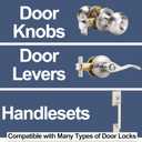 Door Lock Replacement Parts with 8mm Square Spindle Hole, 2 Pack Black Door Lock Parts, 45Rotation, Fits 2-3/8" or 2-3/4" Backset, Includes Strike Plate & Mounting Screws