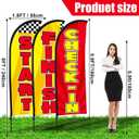 Buryeah 3 Sets Start Finish and Check-in Feather Flag 8 ft Start Advertising Banner Swooper Flag with Pole Kit and Ground Stake for Marathons and Special Events Outside, Red and Yellow