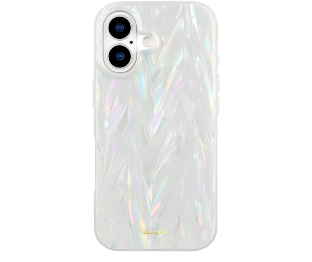 SCORPIFY for iPhone 17 Case [Compatible with MagSafe] with Colorful Pearl Aurora Spine Design, Cute Clear Magnetic Phone Cover for Women Girls and Men,Bumper with Mother of Pearl Shell Pattern