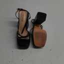 ISNOM Platform Chunky Heels for Women, Block Heel Sandals with Open Square Toe and Ankle Strap, 6