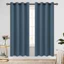 COSVIYA Grommet Blackout Room Darkening Stone Blue Curtains 72 inch Length 2 Panels Set,Thick Polyester Light Blocking Insulated Thermal Window Curtain Drapes for Bedroom/Living Room,52x72 inches
